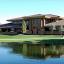 Office building, lakefront view