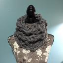 Unisex Super Plush Chunky Garter Cowl - Grey-Tweed