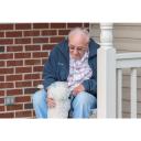 Senior Playing with a Dog Outside