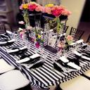 Faire le boum! Persian stripes, themed plates, a table-sized hanging garden