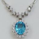 14kt White Gold Blue Topaz and Diamond Necklace
