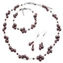 Genuine Swarovski Burgundy Pearls & Crystals Bridemaids Jewelry Set