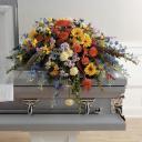 Memorial and funeral flowers for caskets
