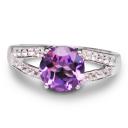 8MM Amethyst and 1.20MM White Topaz silver Ring