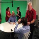 On set with our makeup crew filming for a private insurance company