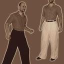 Mens Black and White Wide Leg Pants