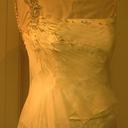 chiffon draped dress with hand beading on hand painted fabric